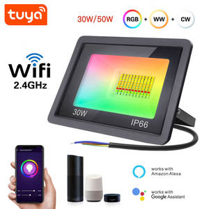 Nuevo Proyector LED RGBCW de 30W para Exteriores con WiFi Inteligente Tuya de 2.4GHz, IP66, Música y Asistencia de Voz para Decoración PST-FL-30W (2026) - Product Image 2