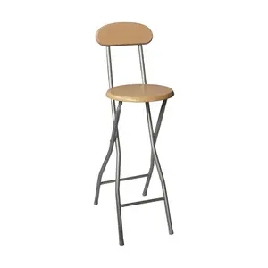 Tabouret de bar en bois massif naturel avec dossier pivotant, petit déjeuner pliant en métal en fer extérieur réglable en hauteur de base