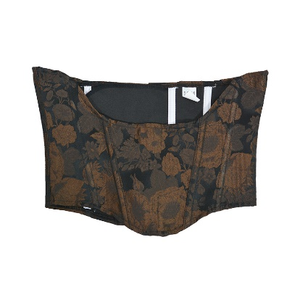 Corset amincissant noir et or à motif floral avec baleines et fermeture auto-agrippante en polyester - Product Image 5