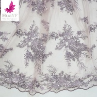 Nouveau tissu en dentelle de tulle brodé en 3D avec des perles et des paillettes HY1700-1