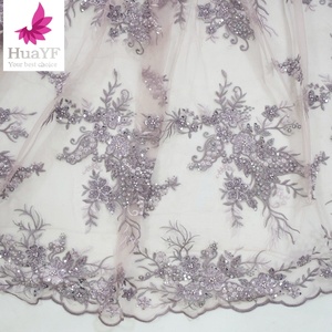 New 3D Đính lưới thêu đính cườm ngọc trai vải tuyn ren vải với sequins HY1700-1 - Product Image 4