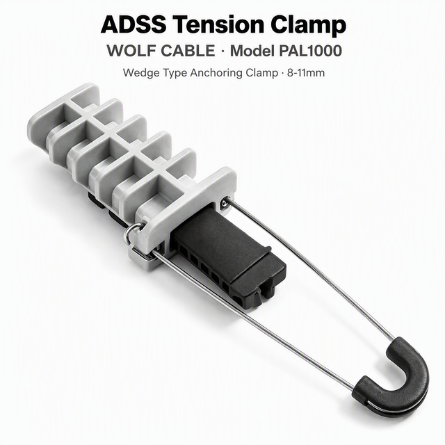 ADSS Tension Clamp Wedge Type Anchoring Clamp for Overhead Aerial Fiber Optic Cable Hardware Model PAL1000 8 to 11mm.