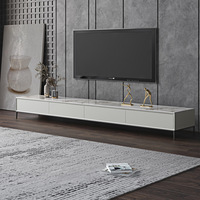 Ensemble de table basse et table TV rectangulaire en marbre de style nordique moderne de luxe avec rangement en bois pour salon