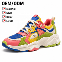 Fabrication professionnelle de baskets décontractées pour hommes, chaussures chunky de style papa, avec couleurs assorties, OEM ODM, baskets tendance en maille patchwork