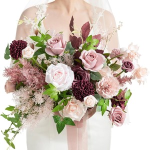 Floweroyal Handmade Silk Artificial Peony Bouquets Pink Wedding Party <b>Table</b> Centerpieces Home Decor - Product Image 5