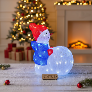 Figurine lumineuse en acrylique motif bonhomme de <span class=keywords><strong>neige</strong></span> de Noël 3D LED avec écharpe bleue, étanche IP44, décoration de jardin extérieur pour les fêtes - Product Image 4