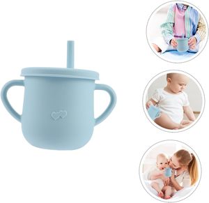 Tasse à bec 100 % silicone pour bébé, sans BPA, avec poignée et paille, pour tout-petits, vaisselle de qualité alimentaire pour nourrissons - Product Image 3
