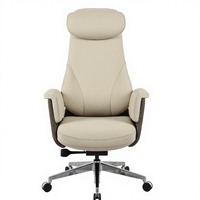 Chaise de bureau exécutive ergonomique Henglin à dossier haut avec hauteur réglable, pivotante, revêtement en tissu, cuir véritable et PU