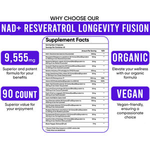 Supplément Vitaminique Biologique 1000mg Liposomal Nad + Trans Resvératrol Quercétine 18-In-1 Fusion Capsules - Product Image 5