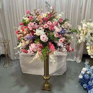 Boule de fleurs artificielles IFG de 80 cm, rose blush, fuchsia, violet, couleurs mélangées, printemps, pour décoration de centre de table de mariage - Product Image 4