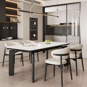 Meubles de salon convertibles en bois massif rectangulaires modernes et durables, 6 chaises, meubles de luxe pour hôtel, villa, appartement - Product Image 4