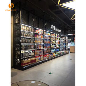 מודרני עיצוב פלדת מבנה כפול צד עץ גונדולה משקאות חנות מדפי עבור יין תצוגה - Product Image 3