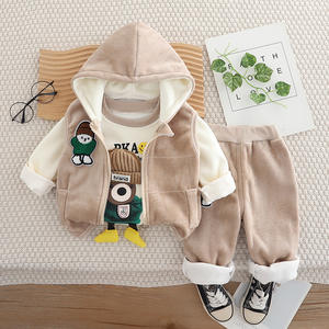 2025 nouvelle mode garçons filles décontracté 3 pièces ensemble chaud polaire doublé gilet sweat fermeture éclair automne hiver dessin animé en gros - Product Image 6