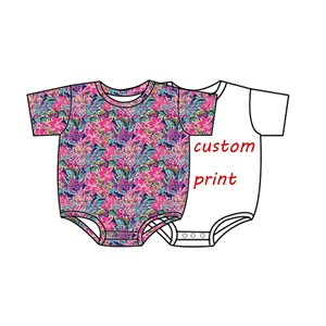 Qingli OEM Không Có Thuế quan Mới Phong Cách Trẻ Em Tùy Chỉnh Hoa In Romper Trẻ Em Ngắn Tay Áo Bong Bóng Tre Romper - Product Image 1