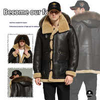 Blouson aviateur B3 en peau de mouton pour homme Manteau aviateur en cuir véritable Style RAF vintage