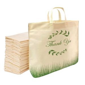 Eco Friendly Shopping 60 Gsm Washable <b>Foldable</b> Portable Reusable Thank You Beige Non Woven Pet Tote <b>Bags</b> - Product Image 1