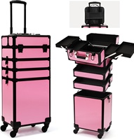 Valise à roulettes professionnelle 5 en 1 interchangeable en aluminium pour maquilleurs, avec roulettes