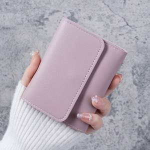 Minimalist Short Women's Trifold Wallet with Stitching Detail PU Leather Multi-functional <b>Card</b> Holder Coin Purse - Product Image 5