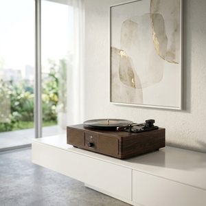 Tourne-disque classique antique brun foncé avec Bluetooth sans fil pour les amateurs de musique, cadeau, 3 vitesses, **lecteur de disques vinyles** - Product Image 4