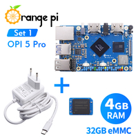 Kit papan pengembangan Pro Pi 5 Pro oranye modul EMMC 4GB + 32GB 5V5A catu daya tipe-c DDR5 Rockchip RK3588S Gigabit Ethernet