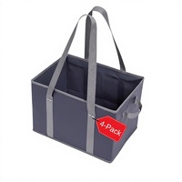 Lot de 4 sacs de courses pliables réutilisables, grande capacité, robustes, avec poignées, fond renforcé, en PLA, ouverture par le haut