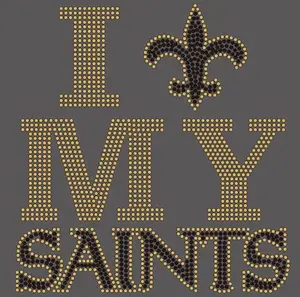 I Love my SAINTS Helmet Football custom Rhinestone Transfer new orleans saints rhinestone iron on transfer