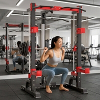Máquina Smith para Gimnasio en Casa, Soporte Multiusos para Levantamiento de Pesas con Banco para Sentadillas y Estación para Dominadas
