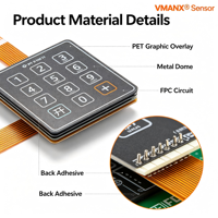 VMANX Clavier tactile à membrane métallique personnalisé pour ascenseur, panneau de commande flexible FPC, prise en charge du système d'exploitation, OEM ODM