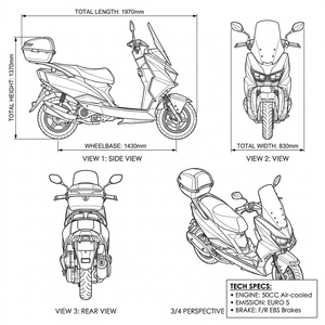 <span class=keywords><strong>Scooter</strong></span> à essence <span class=keywords><strong>50CC</strong></span> à prix abordable, vente en gros d'usine, moto 4 temps refroidie par air pour la livraison - Product Image 5