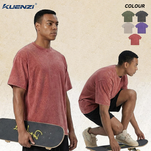 Camiseta Oversize para Hombre Kuenzi, 300GSM, Algodón Pesado, Lavado Ácido, Estilo Vintage, Lavado Mineral, Hombros Caídos, Streetwear - Product Image 1