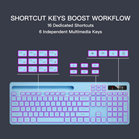 Teclado Inalámbrico OEM Silencioso de 114 Teclas con Retroiluminación RGB de 2.4G, Soporte para Teléfono, Batería Recargable, Teclas Multimedia para IOS, Windows, PC, Azul