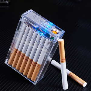 Étui à cigarettes moderne portable en métal et plastique, étanche, doré, personnalisé avec briquet USB pour cadeaux promotionnels - Product Image 6