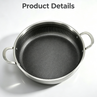 Marmite à soupe en acier inoxydable 3 plis grande capacité, batterie de cuisine nid d'abeille, casserole compatible induction pour la cuisine