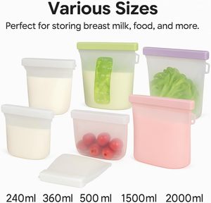 Ensemble de sacs de conservation de qualité alimentaire 100% réutilisables en silicone pour l'emballage des aliments - Product Image 3