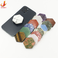 Support de téléphone portable en pierre gemme hexagonale en cristal naturel avec télécommande et hauteur réglable pour bureau, lit et tableau de bord de voiture