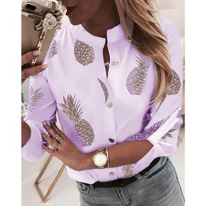 Camicie con bottoni da donna stampate con ananas nuovo autunno camicette con maniche regolabili bianche camicette da donna di moda <span class=keywords><strong>Plus</strong></span> <span class=keywords><strong>Size</strong></span> Top Casual - Product Image 3