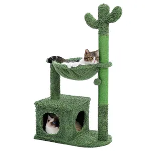 Pohon kucing pabrikan dapat disesuaikan dari gambar 40 "pohon kucing kaktus menara logam besar karpet tempat tidur gantung kucing tiang penggaruk