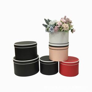 Boîte cadeau de luxe 3 pièces/ensemble, boîte ronde en carton, emballage cadeau avec ligne blanche imprimée - Product Image 2
