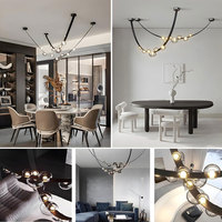 Lustre LED moderne VH pour hôtel, avec ampoules en verre et éléments en cuir, taille personnalisée pour salle à manger, salon, escalier, villa