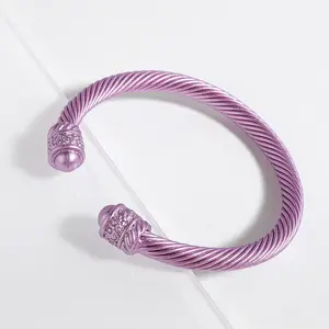 Best seller Stainless Steel Cable Cuff colored Bangle Bracelets designer inspired jewelry wholesale