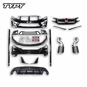 Kit carrosserie en PP moulé par injection, lèvre de pare-chocs avant et arrière, jupes latérales, aileron arrière et séparateur pour Honda Civic 10ème génération berline - Product Image 1