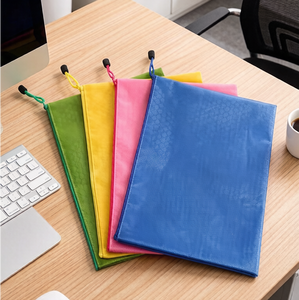 Portable A4 Zipper Canvas File Bag Colorful Oxford Stationery Pouch Custom Logo PVC Document Storage Bag - Product Image 3