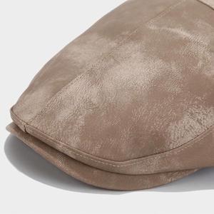 Nouveau Béret en Cuir PU Teint par Nouage Style Européen et Américain Automne 2024 pour Femme, Nouveau Béret Homme Tendance Rétro Casquette Ivy - Product Image 5