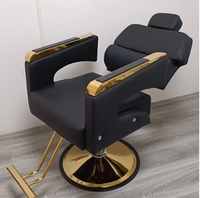 Chaise de barbier multifonctionnelle de luxe noire, inclinable, rotation à 360°, pompe hydraulique professionnelle, salon de coiffure