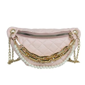 <span class=keywords><strong>Riñonera</strong></span> de piel sintética con encaje de perlas para mujer, Cangurera bordada, bolso de hombro - Product Image 2