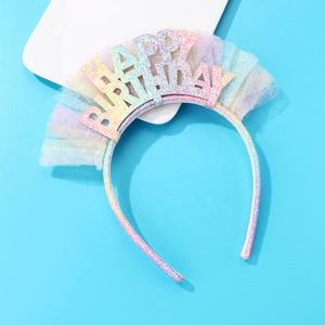 Feliz cumpleaños diadema decoraciones cumpleaños niña fiesta sombrero colorido cumpleaños fiesta macarrón sombrero diadema - Product Image 2