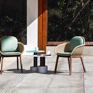 Chaise de jardin en rotin avec rembourrage en mousse, imperméable, pour usage extérieur, design nordique - Product Image 4