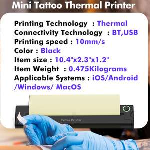 Imprimante à tatouages A4 personnalisée de haute qualité, design mini portable, 203 DPI haute définition pour téléphone ou ordinateur, transfert thermique de tatouages - Product Image 6