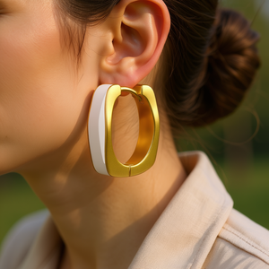 Pendientes de aro geométricos dorados, joyería de moda unisex chapada en aleación de zinc, pendientes llamativos de moda para mujeres y hombres - Product Image 2