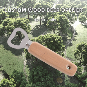Ouvre-bouteille de bière en acier inoxydable avec manche en bois vierge, moderne et durable, vente en gros personnalisée - Product Image 2